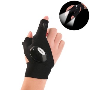LED Flashlight Fingerless Gloves
