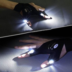 LED Flashlight Fingerless Gloves